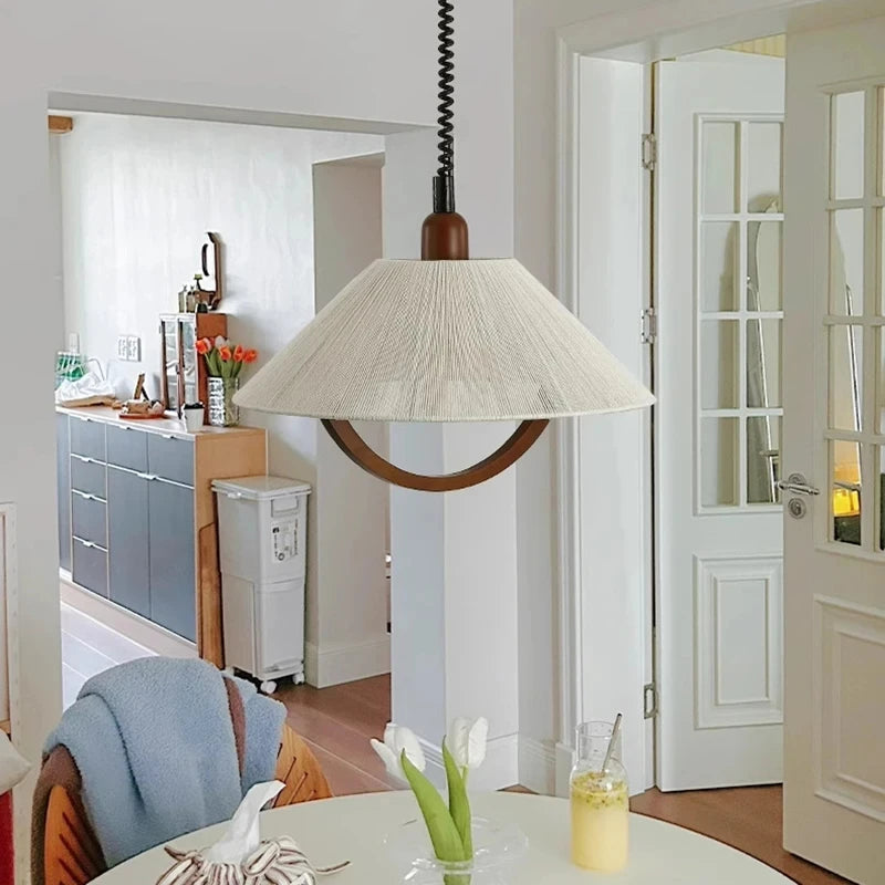 suspension en corde de chanvre bois style avec cordon réglable