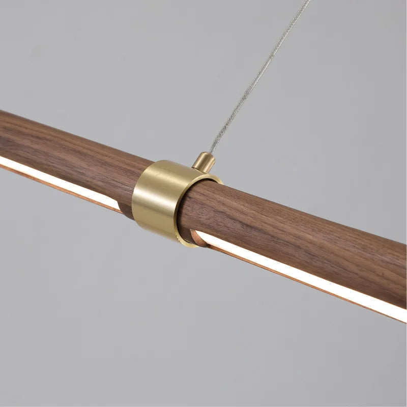 suspension LED minimaliste imitation bois métal hauteur réglable