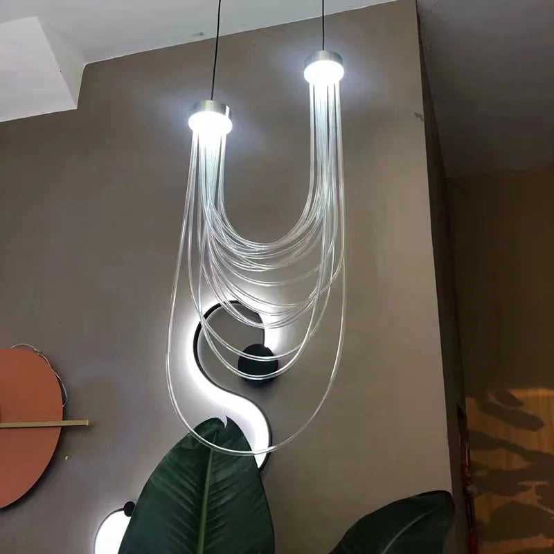 suspension led lumière transparente acrylique fil réglable
