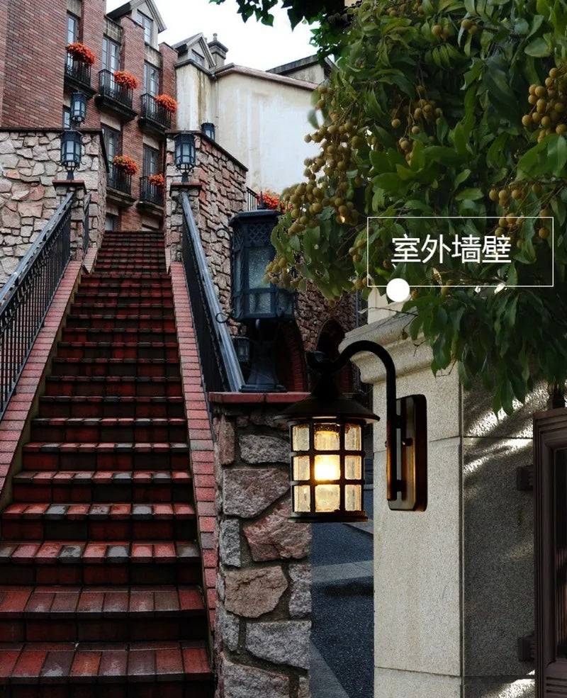 Applique murale d'extérieur rustique en fer étanche