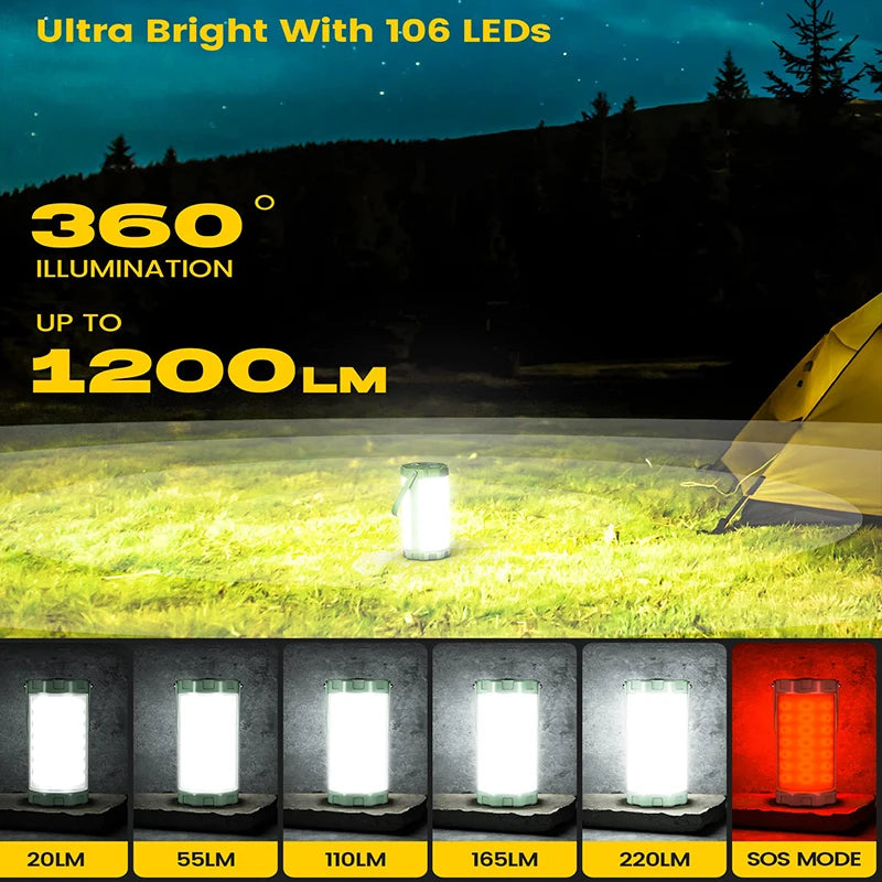 lampe de camping rechargeable 106 led portable et pratique