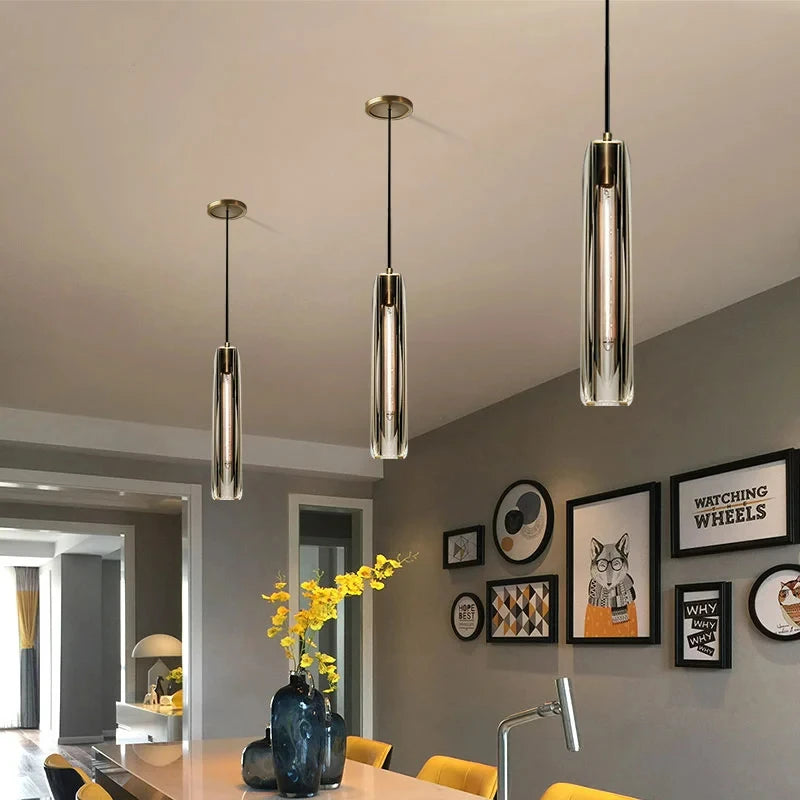 suspension en cristal de luxe design long