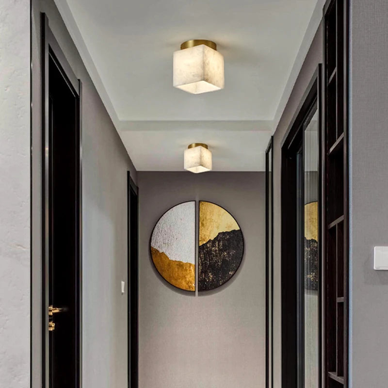 plafonnier marbre nordique intérieur cuisine allée hall escalier en laiton