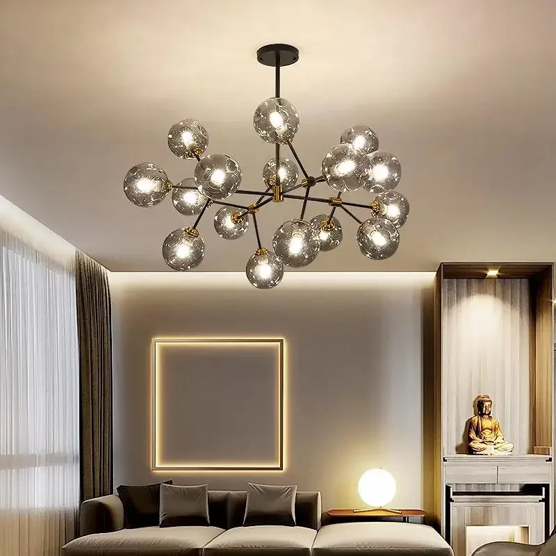 lustre suspendu design en verre pour décoration intérieure