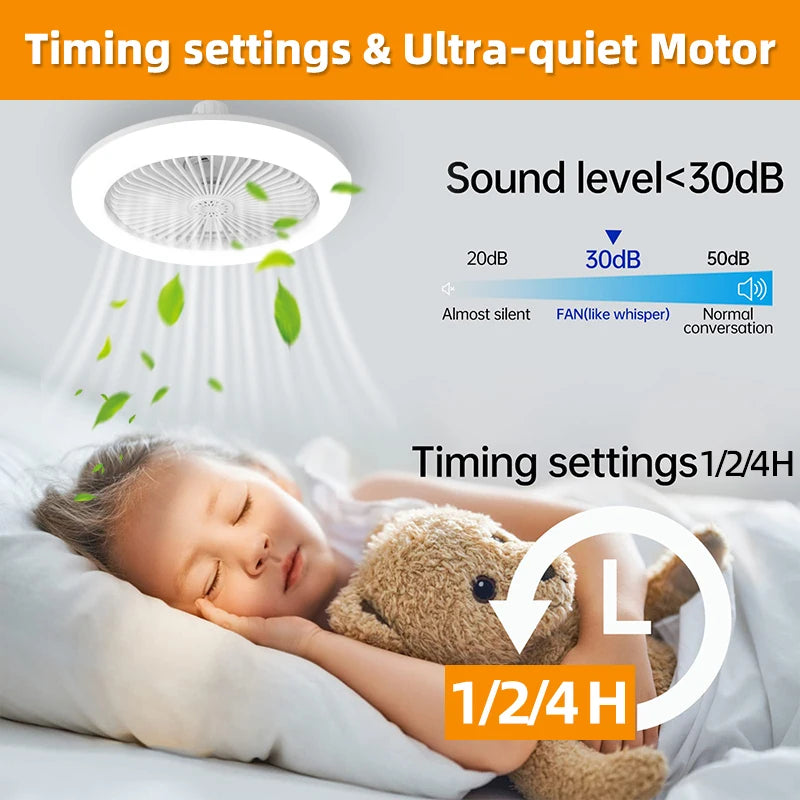Fan Luster Silent Ceiling Fan Light with Remote Lamp E27 Control Bedroom Living, Home Lighting Source, Ac85-265v Ceiling Fan