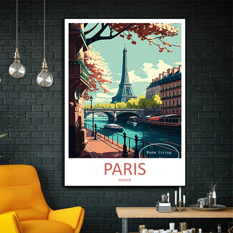 affiche de voyage en toile paysages urbains célèbres
