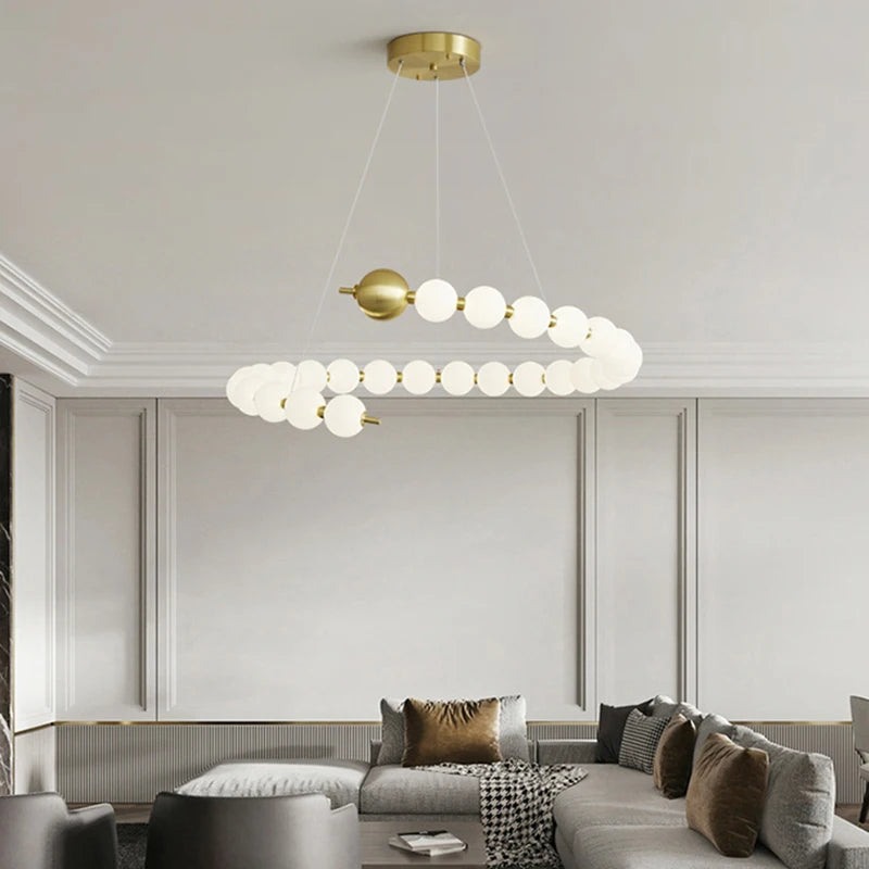 suspension led ronde en laiton cuivre et aluminium décorative