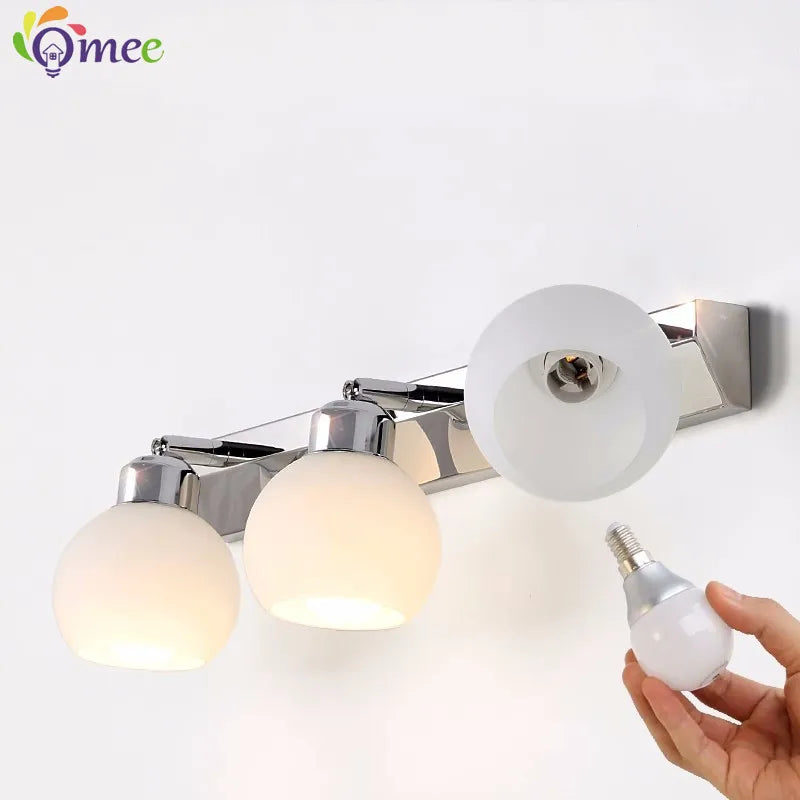 éclairage vanité salle bains cristal moderne chrome noir acier inoxydable miroir e26