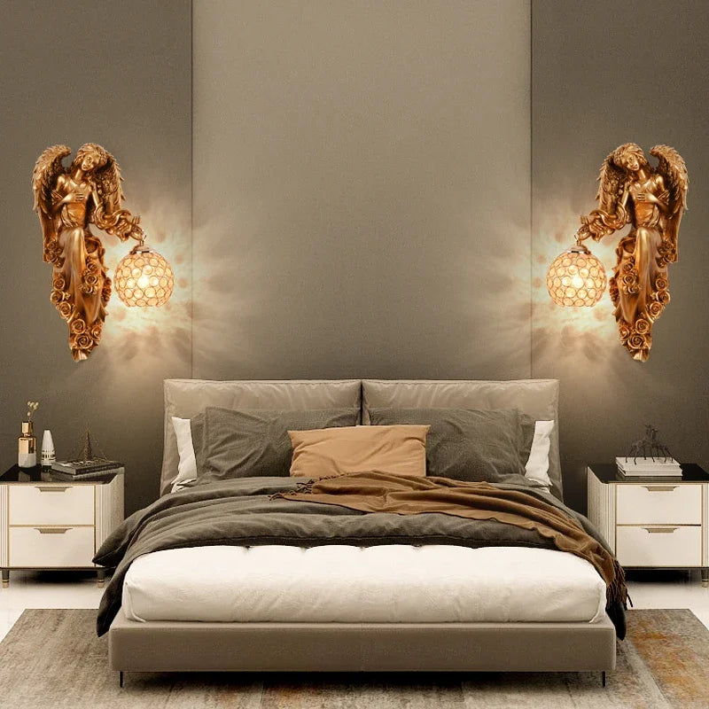 applique murale led moderne nordique ange sirène décorative en résine