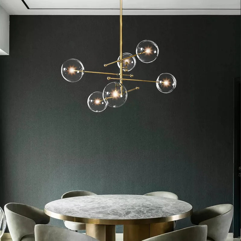 lustre led en verre nordique pour éclairage suspendu décoration intérieur