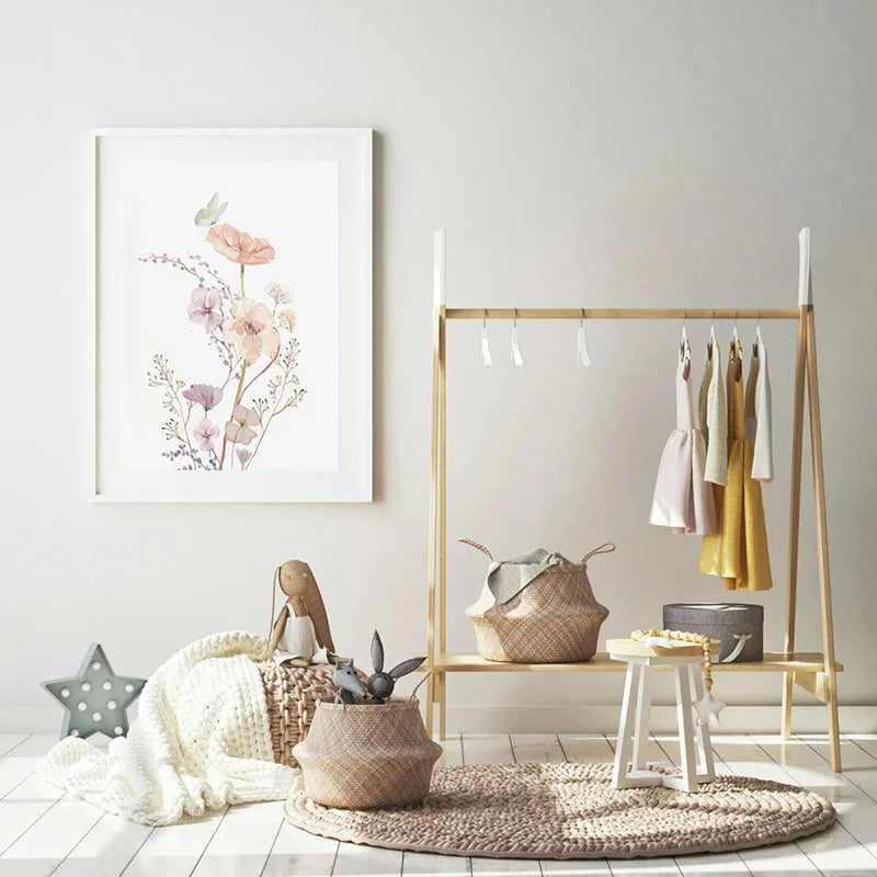 affiche personnalisée fleurs sauvages décoration murale pour chambre enfant