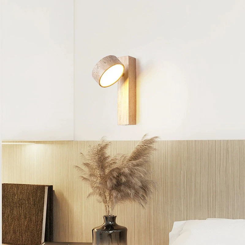 Applique murale bois noyer LED/interrupteur rotatif
