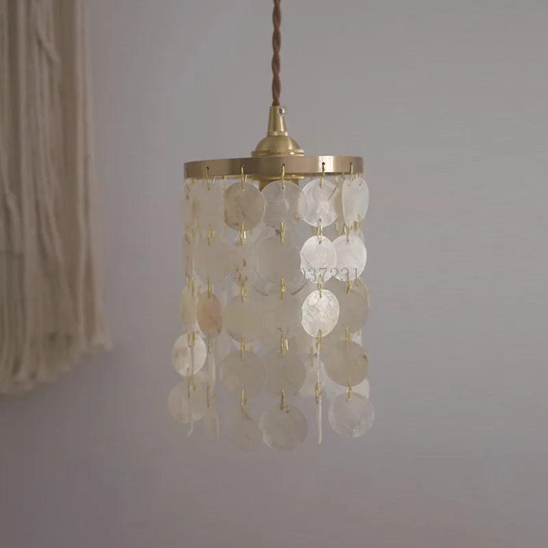 Suspension de luxe en cuivre avec coquillages naturels rétro