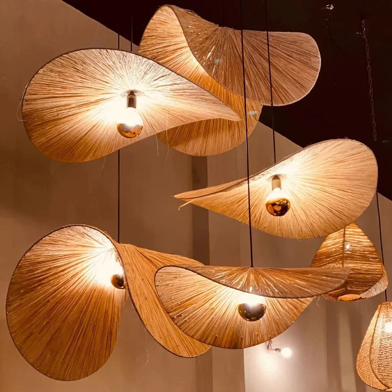 Suspension design en bambou tissé à la main