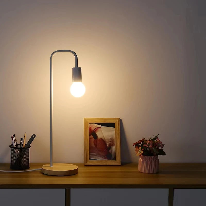 Loft lampe de bureau Vintage E27 noir blanc tige de fer campagne américaine lampes de Table en bois nordique chevet lecture luminaire
