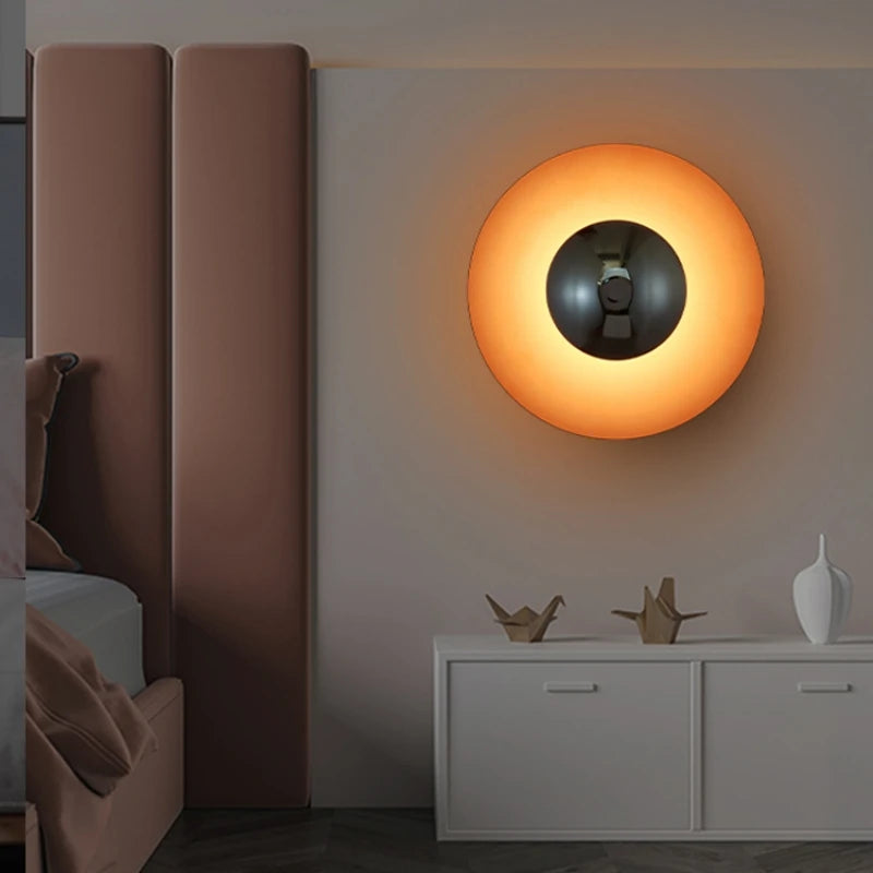 applique murale led ronde en métal diverses teintes éclairage polyvalent
