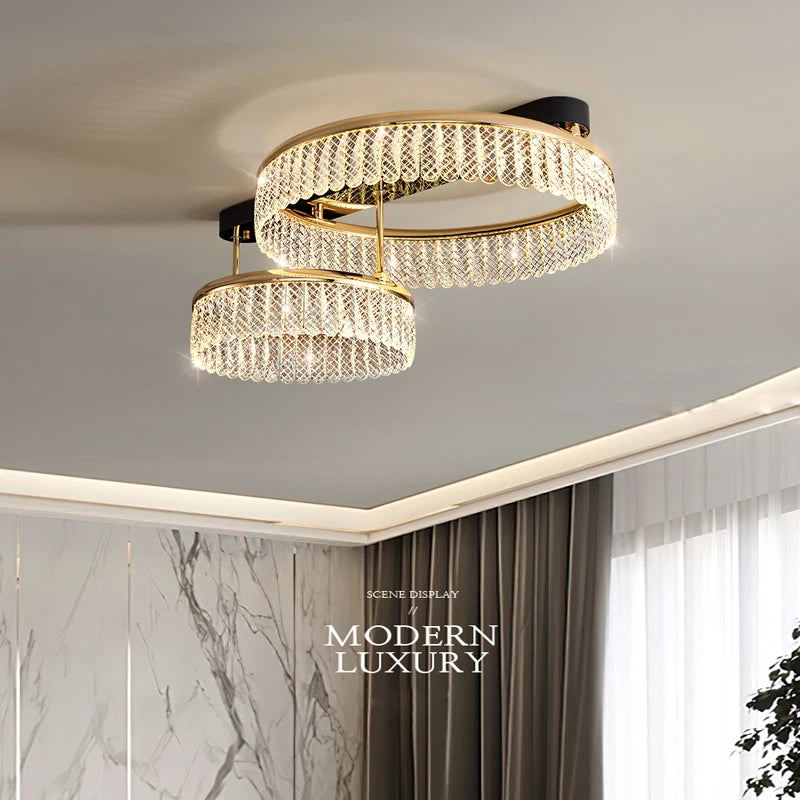 Lustre rond LED plafonnier intérieur lampara De Techo plafonnier De luxe pour la saison pour la décoration intérieure