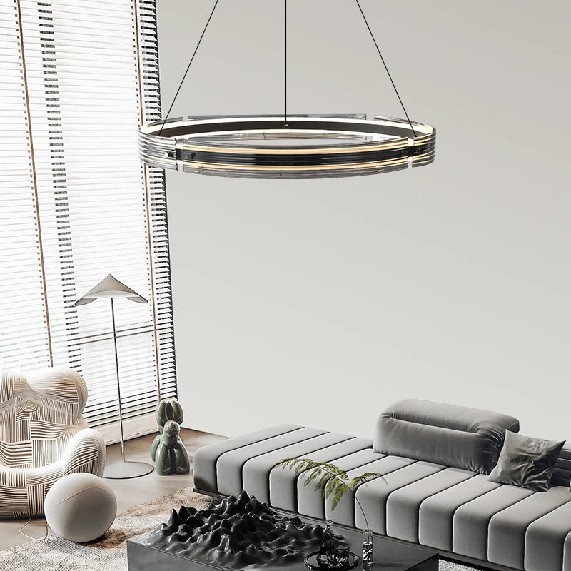 lustre circulaire en verre créatif pour un éclairage design