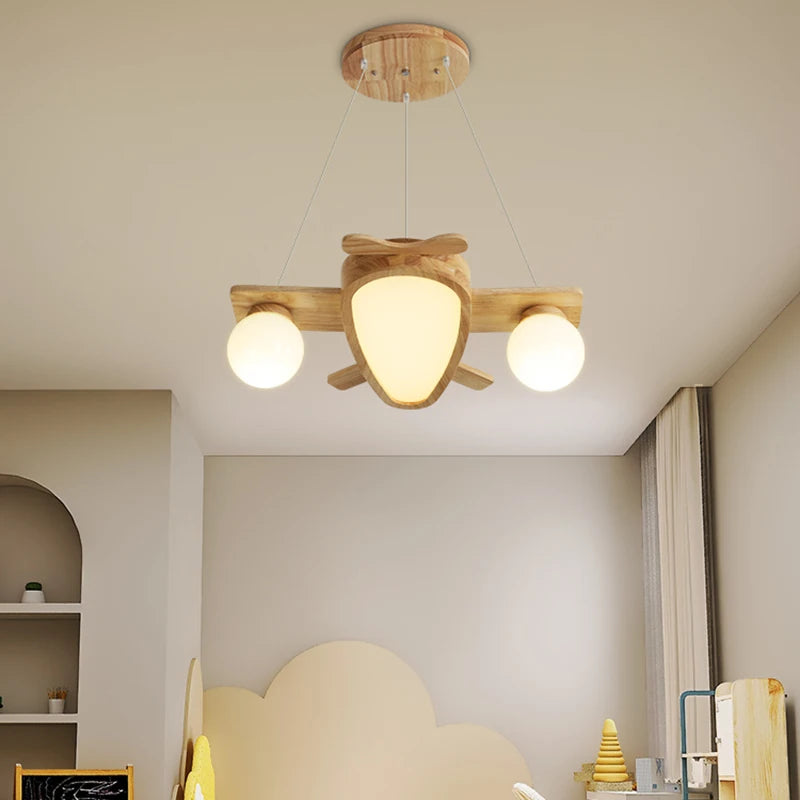 suspension en bois massif motif avion pour enfants
