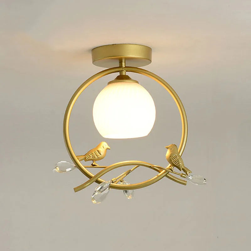 plafonnier nordique en fer style avec décoration oiseau