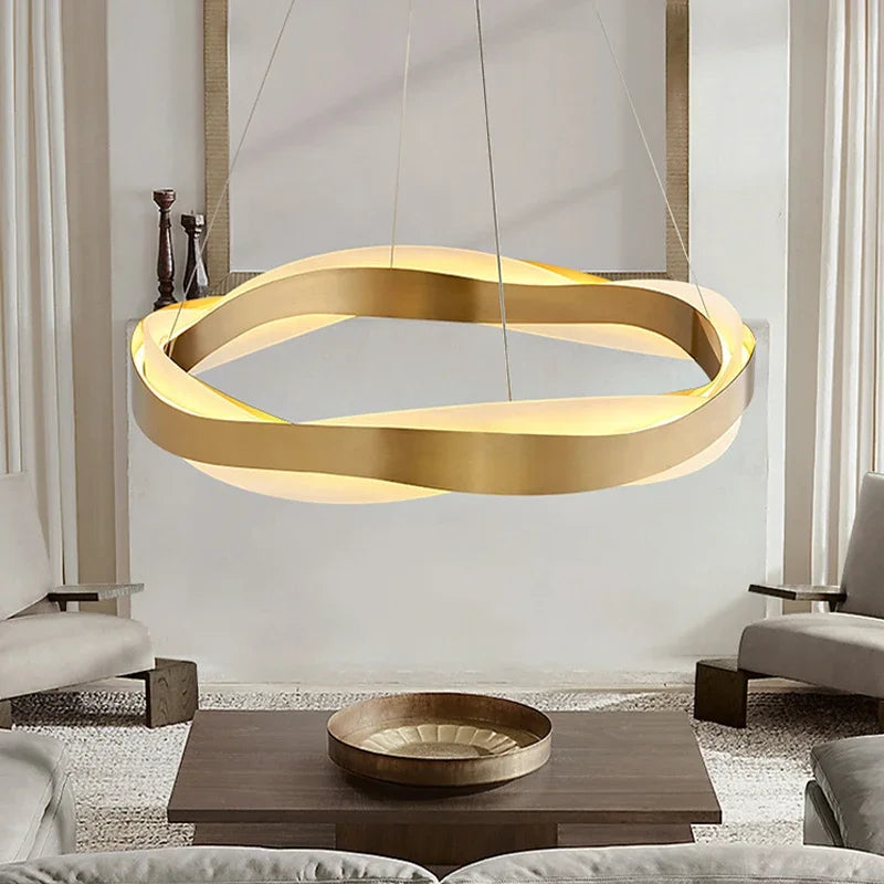 Lustres de cercle noir d'or de luxe décoration de la maison suspension pour salon Restaurant Hall lampes suspendues de plafond en acrylique