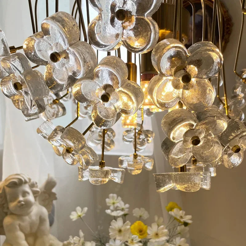 lustre rétro en fer et verre pour décoration intérieure