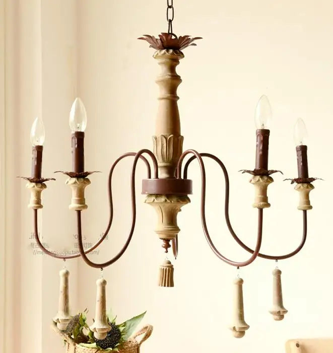 lustre industriel en résine antique avec bougeoirs à led