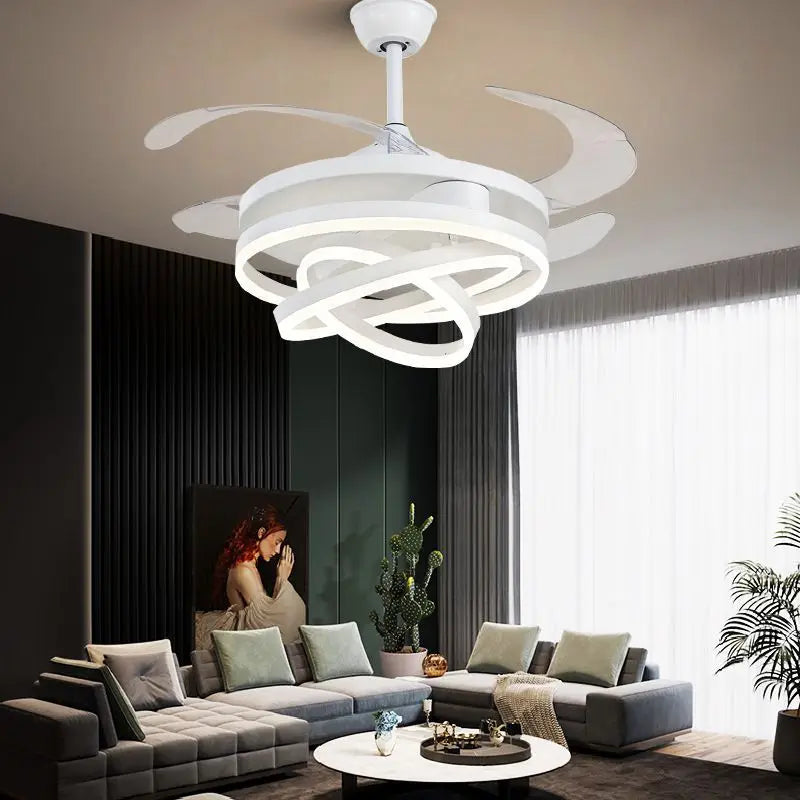 ventilateur de plafond moderne avec lumières led télécommande rechargeable