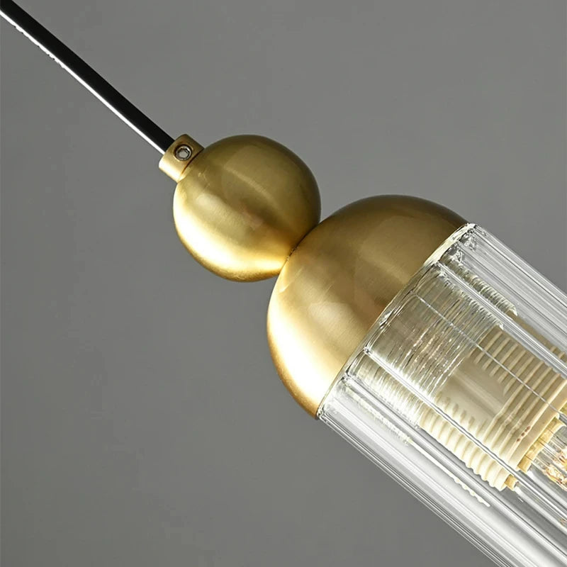 lustre nordique transparent en verre avec cordon réglable