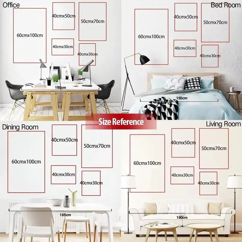 art mural boho feuillage lune peinture abstraite pour décoration intérieure