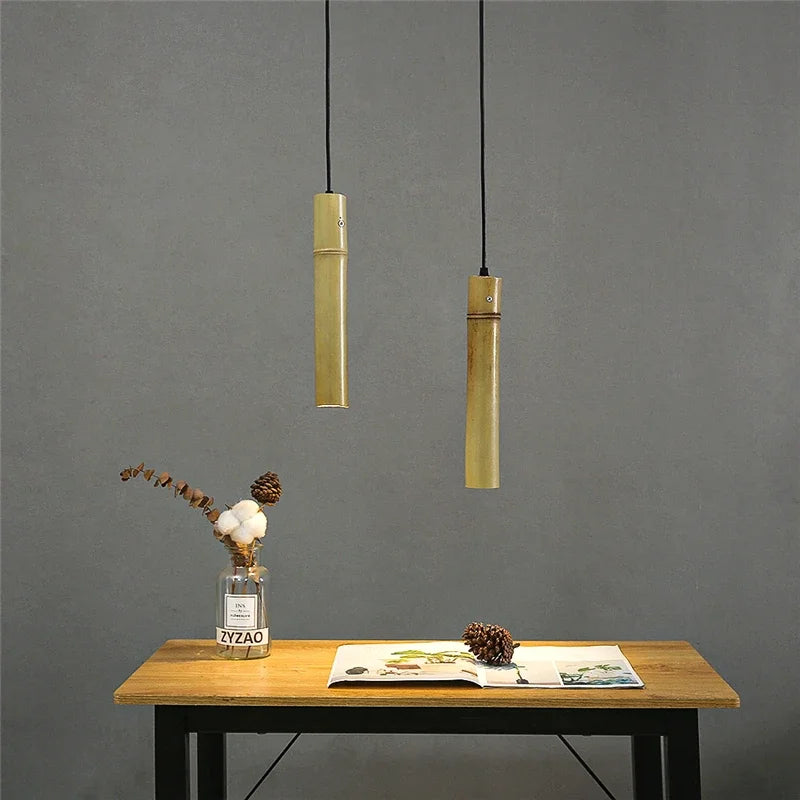 suspension en bambou style minimaliste chinois led