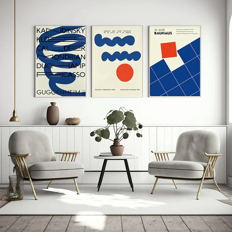 affiches géométriques bauhaus pour décoration intérieure moderne