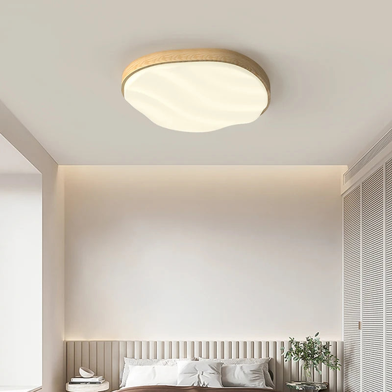 plafonnier led style bois naturel nuage chaud spectre complet