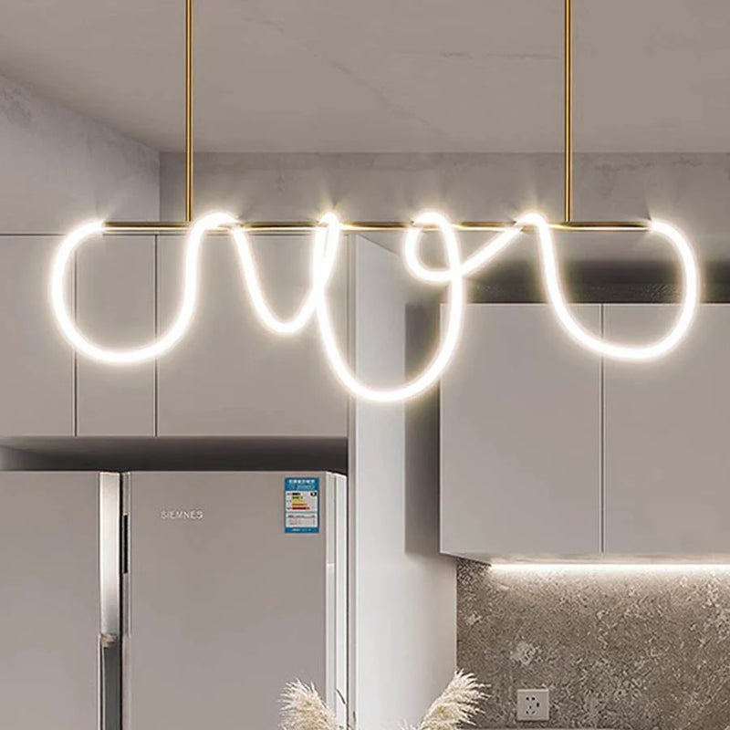 suspension moderne design long tube lumineux flexible pour espace contemporain