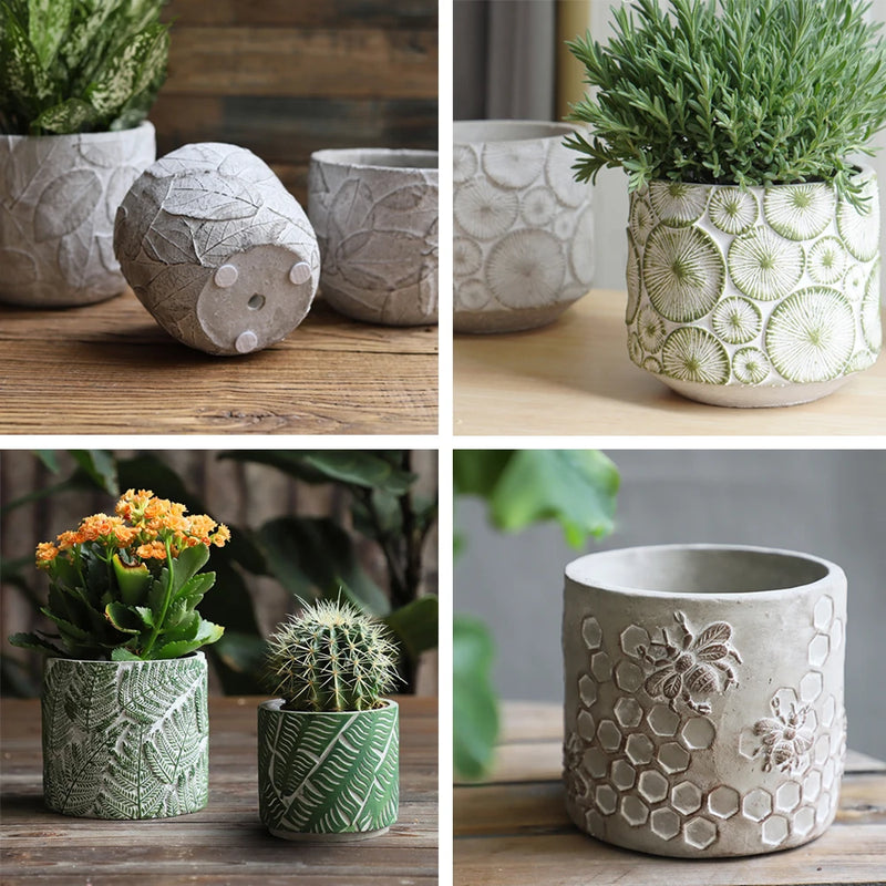 moule silicone pot fleurs béton motif vintage grand format