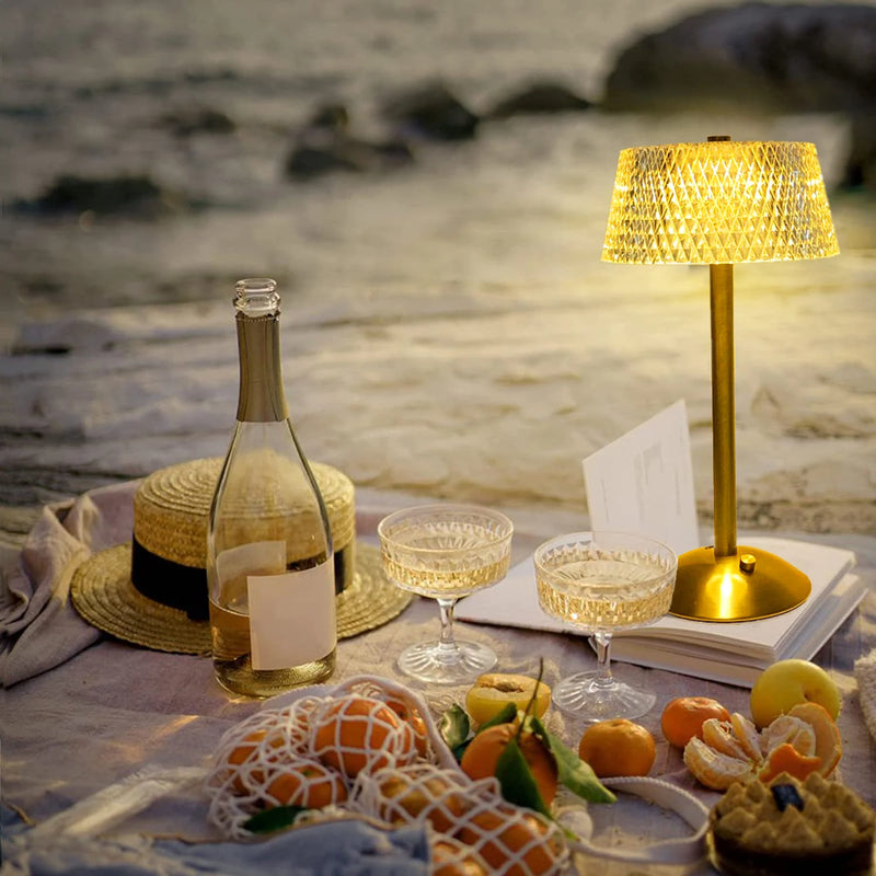 Lampes de table en cristal diamant rétro barre de LED lampe de bureau USB rechargeable protection des yeux veilleuse pour chambre hôtel bureau mariage