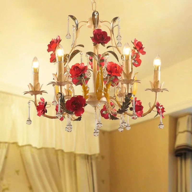 Lustre à fleur avec ampoules bougies