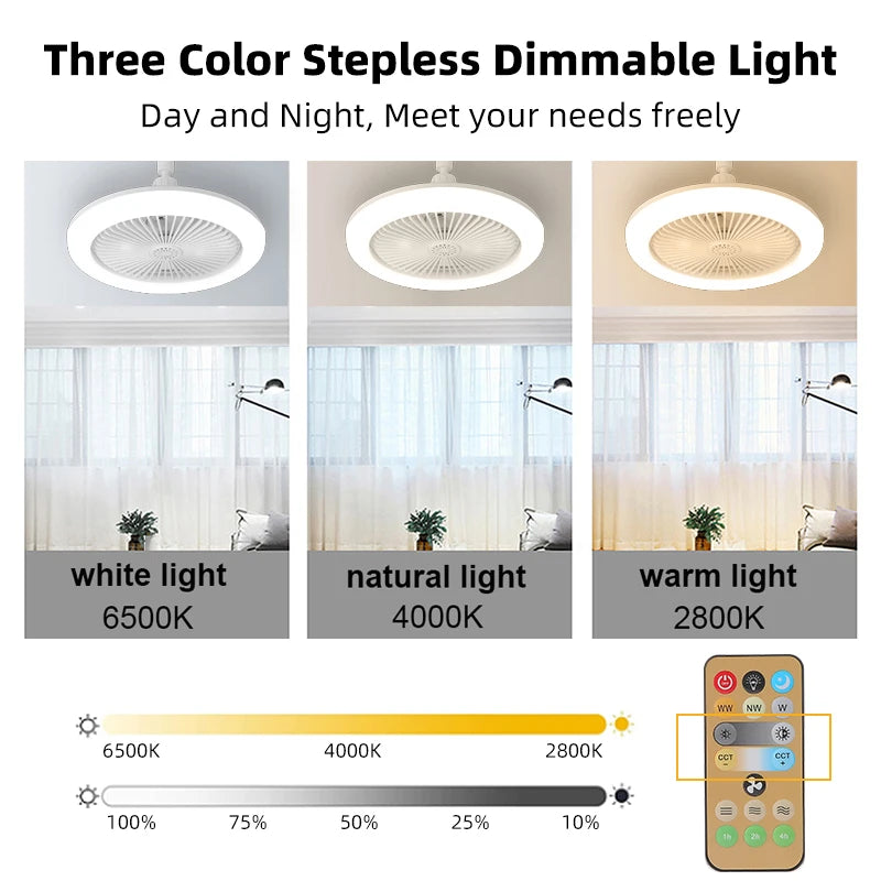 Fan Luster Silent Ceiling Fan Light with Remote Lamp E27 Control Bedroom Living, Home Lighting Source, Ac85-265v Ceiling Fan