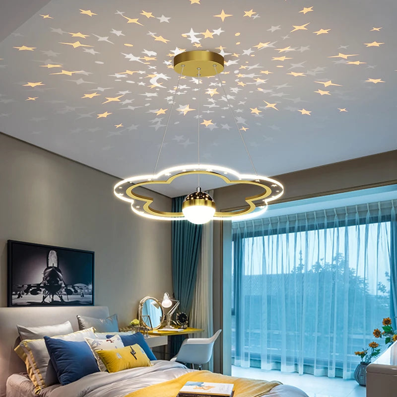 LED moderne créatif étoile suspension lumières enfants chambre lustre chambre salle d'étude maison dessin animé chambre d'enfants luminaires