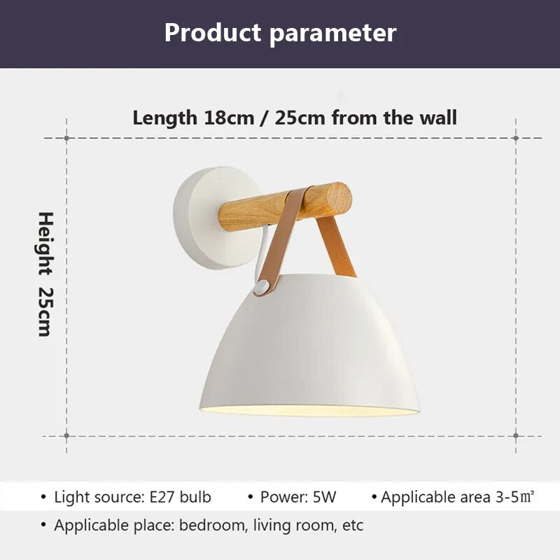 Applique murale en bois Led de style Nordique