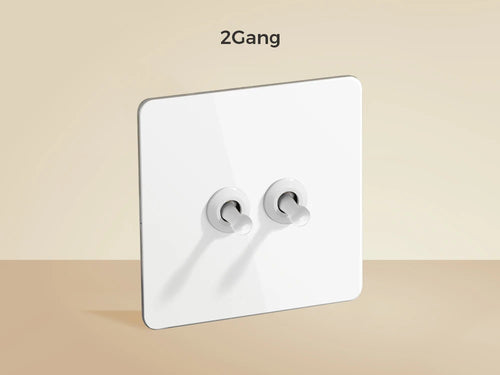 Interrupteur double 2 voies en acier blanc mat bords arrondis