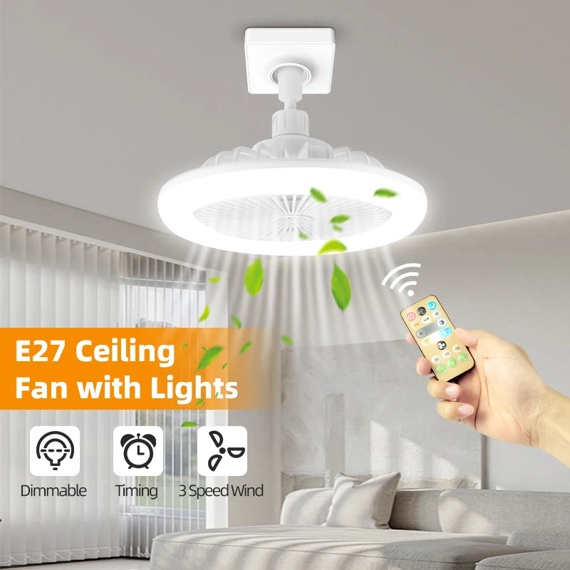 Fan Luster Silent Ceiling Fan Light with Remote Lamp E27 Control Bedroom Living, Home Lighting Source, Ac85-265v Ceiling Fan