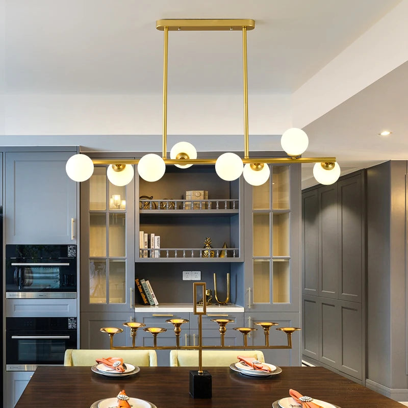 Lustre design boules de verre horizontales