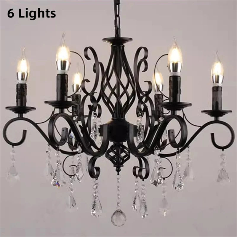 lustre vintage en cristal et fer forgé pour un éclairage élégant