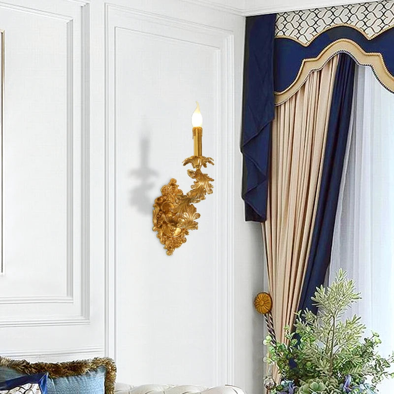 XUANZHAO Vintage français pleine cuivre applique hôtel Club Villa allée bougie lampe intérieure chambre cuivre lampe de chevet