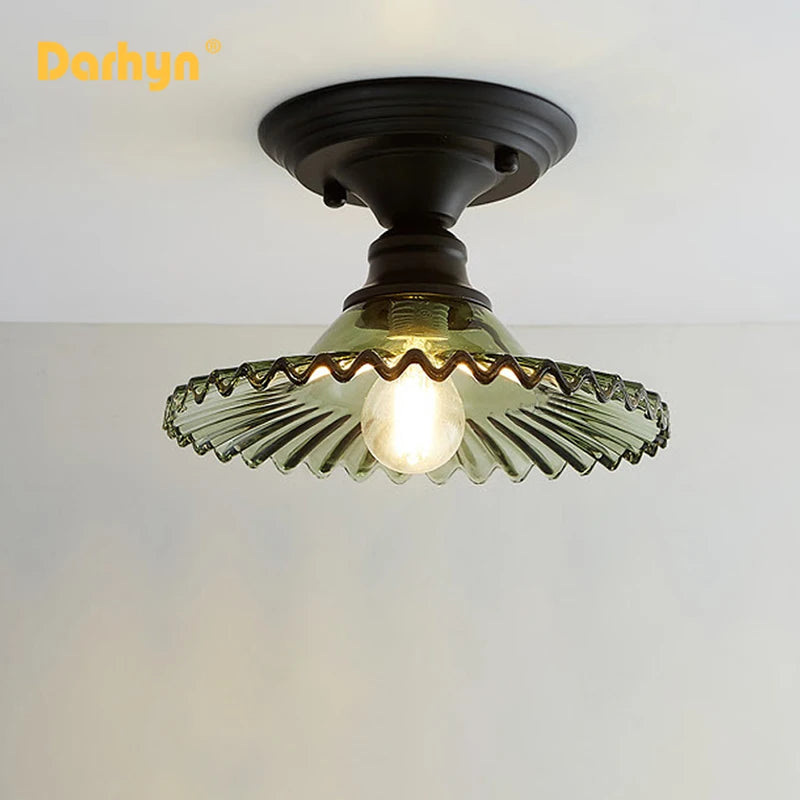plafonnier rétro américain avec couvercle en verre pour décoration créative