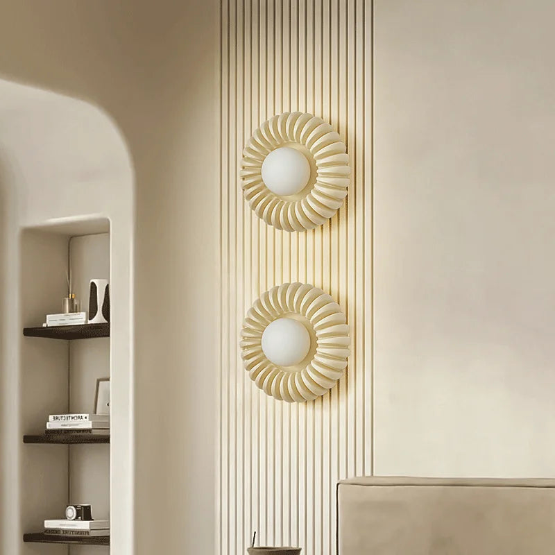 applique murale ronde rétro haut de gamme en verre blanc