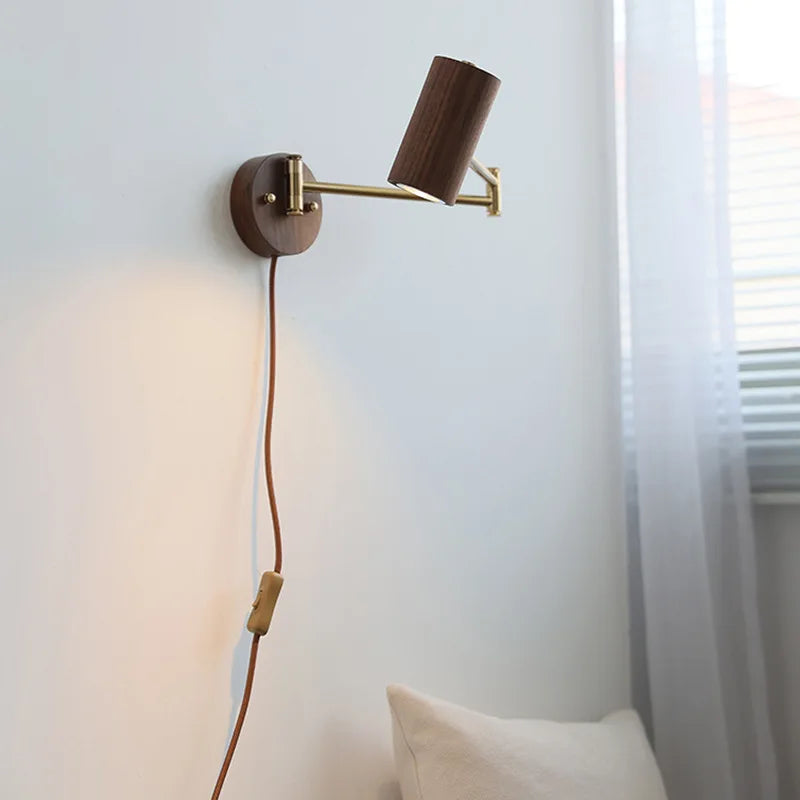 applique murale wabi-sabi à bras long pivotant avec interrupteur