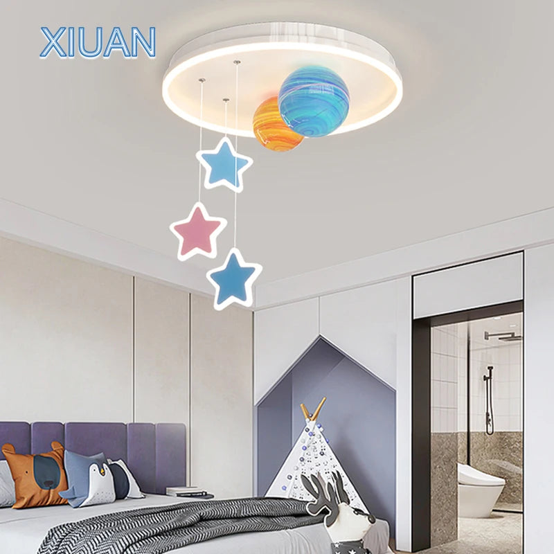 lustre créatif pour école maternelle en verre coloré planète univers étoile
