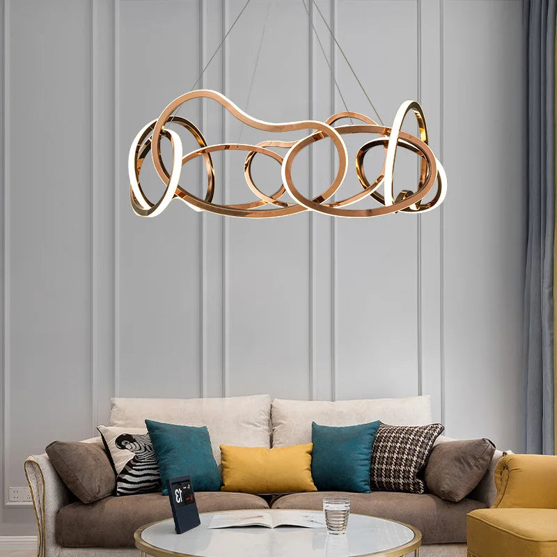 lustre moderne avec lampes led suspendues en silicone